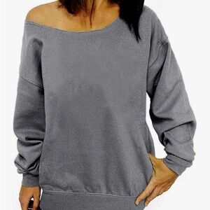NWOT Gray Off-Shoulder Women's Sweatshirt